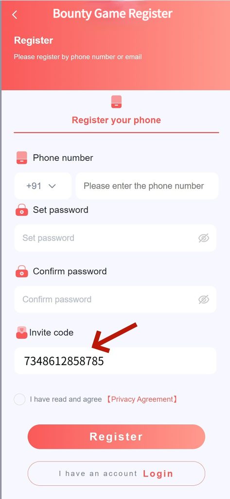 Bounty Game Register